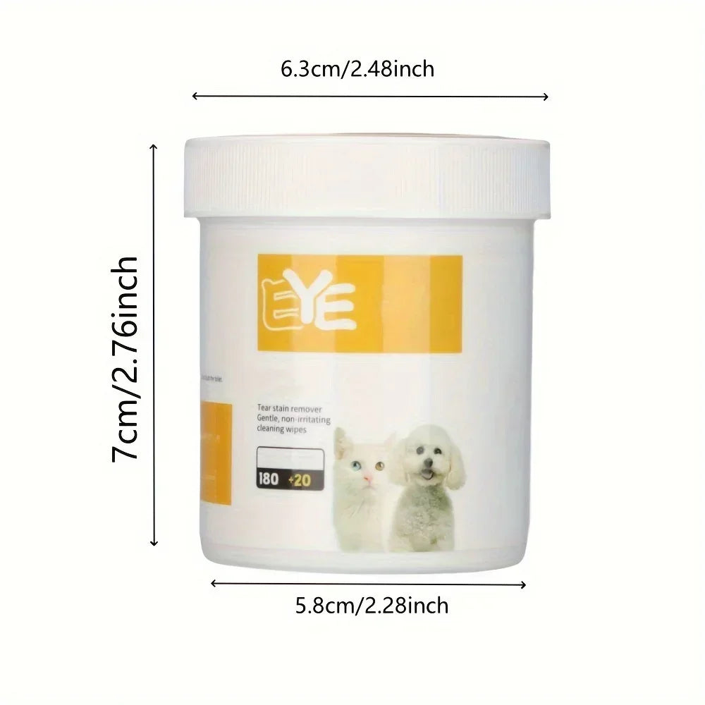 the CLEAN EYES - 200pcs Pet Eye Cleaning Wipes, Gentle Tear Stain Remover Wipes for Dogs and Cats, Pet Eye Wash Pads, Pet Towel, Pet Wipes