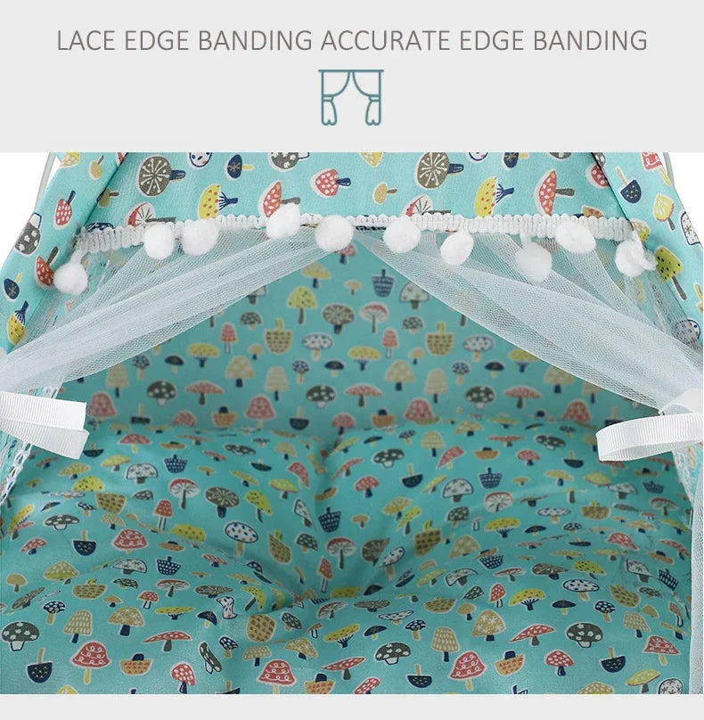 the PRINCESS PUPPY TENT - Pet Dog Tent House, Floral Print Enclosed Cat/Dog Tent Bed, Indoor Folding Portable Comfortable Kitten/Puppy Bed, Kennel for Small Pets