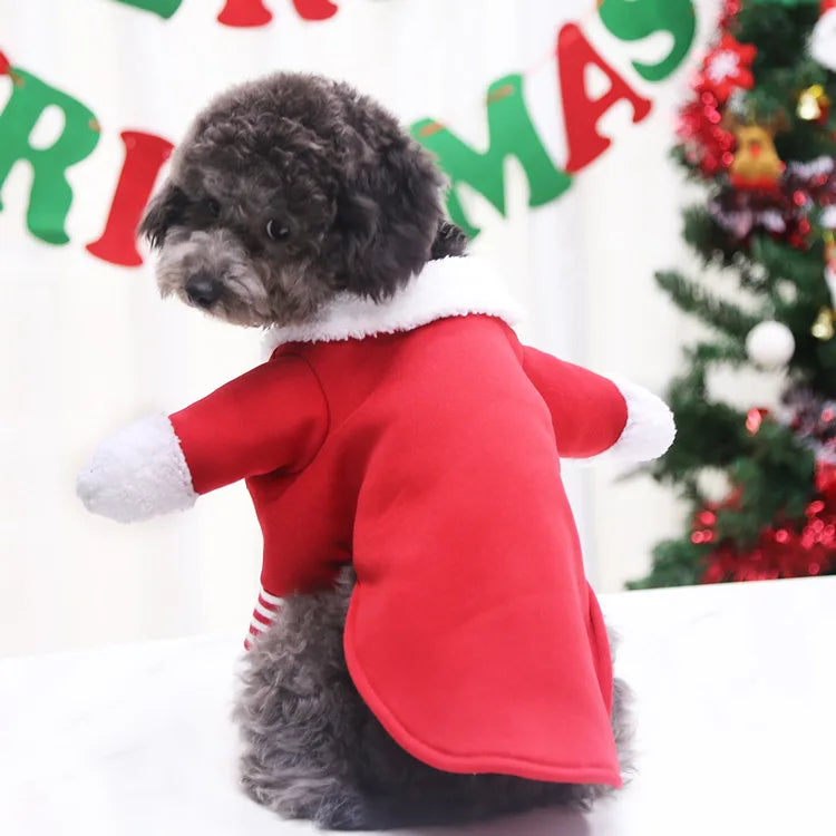 the SANTA PAWS - Pet Christmas Clothes, Santa Claus Dog Costume, Winter Puppy Coat Jacket Suit with Cap, Warm Clothing Cosplay for Dogs/Cats