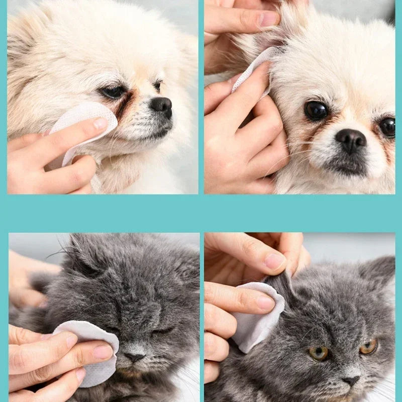 the DOGGY EAR & EYE WIPES - Universal Pet Wipes, Dog and Cat Earwax Cleaning Wipes, Cat/Dog Eyes and Ear Pet Eyes Wipes, No Irritation Cleaning/Grooming Wipes