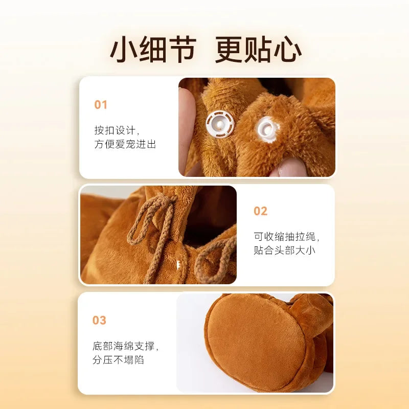 Autumn and Winter Portable Going Out Bag Warm Windproof Bear Cute Cute Shoulder Satchel Pet Messenger Bag