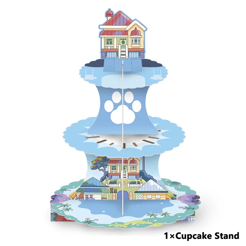 New Cartoon Dog Birthday Party Decoration Setup Boys Children Blue Dogs Party Favor Tableware Plate Napkin Cup Supplies Full Set