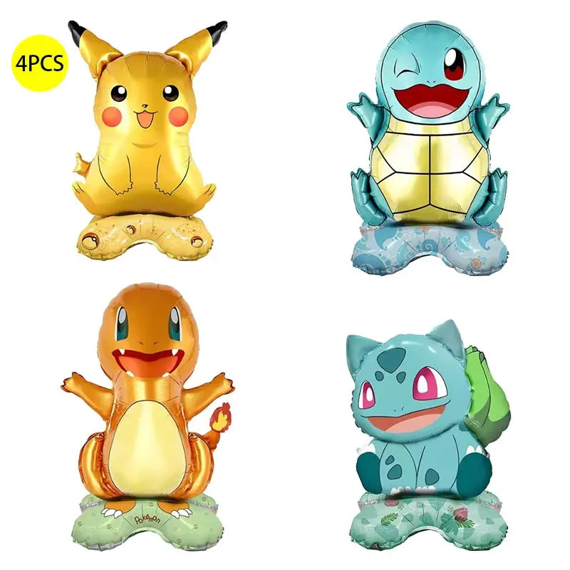 Pikachu Birthday Pokemon Party Decorations Pikachu Foil Balloons Disposable Tableware Plate Napkin Banner For Boy Party Supplies