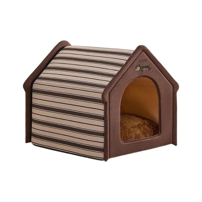 Plush dog bed pet warm house Soft and comfortable cat house foldable detachable washable puppy cave sofa  nest