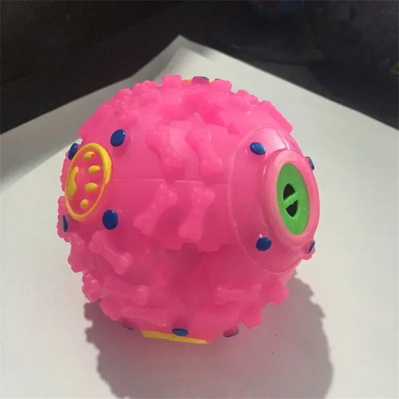 1PC Black/Blue/Pink Molars Bite Sound Toy Leaky Food Ball Dog Suitable for Large, Medium and Small Dogs Educational Toy Ball