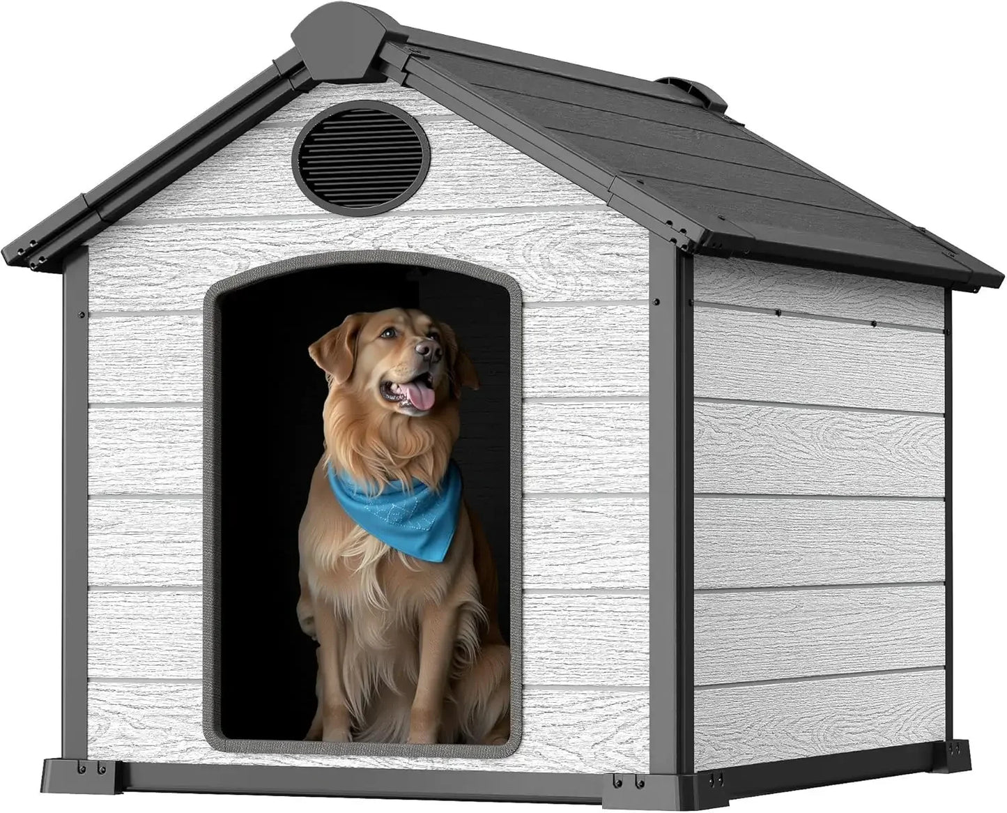 the BACKYARD DOG - For 46" Large Doghouse, Outdoor Weatherproof, 3XL Big Doghouse for 2 Large Dogs, Outside Insulated Igloo Pet House with Elevate