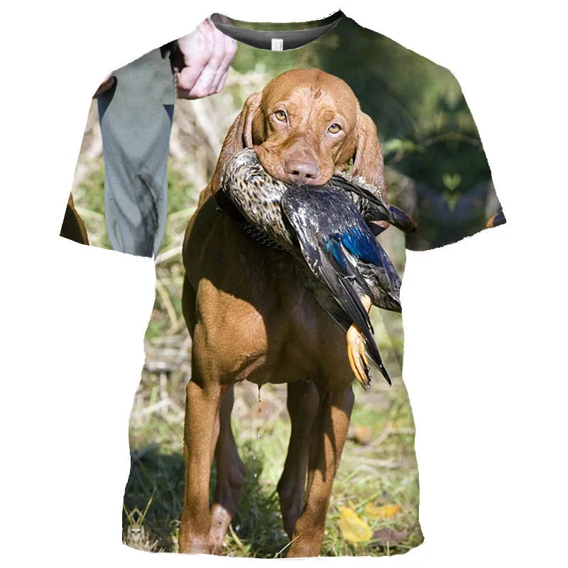 the DUCK HUNTER - Dog Camouflage Hunting T-Shirts Animal 3D Print Men Streetwear Short Sleeve T Shirt Oversized Harajuku Y2k Top Tees Man Clothing