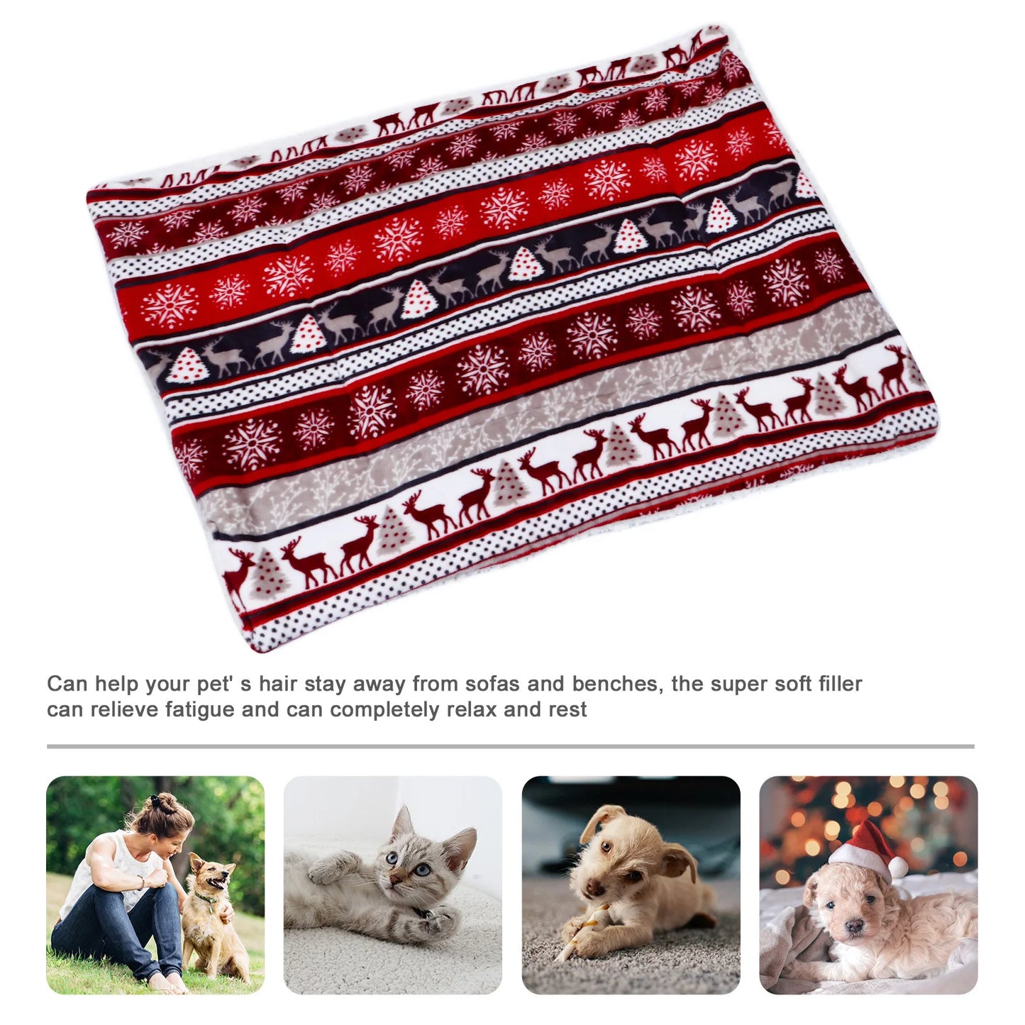 Pet Blanket Warm Thickened Flannel Mat Indoor Outdoor Dog Cat Sleeping Cushion Bed for Winter Soft Comfortable Easy Clean