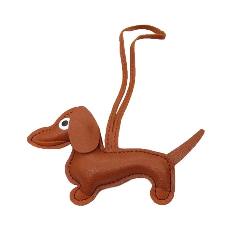 Mini Dachshund Dog Keychain  PU Leather Animals Keyring Hanging Ornament Backpack Handbag Charm Gift for Men Women