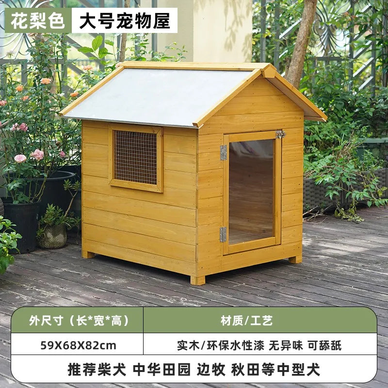 the GOOD DOG DOGHOUSE - Large Dog Kennel, Outdoor Semi-Enclosed Kennel, Winter Outdoor Doghouse, Rainproof and Cold-Proof Luxury Dog Villa