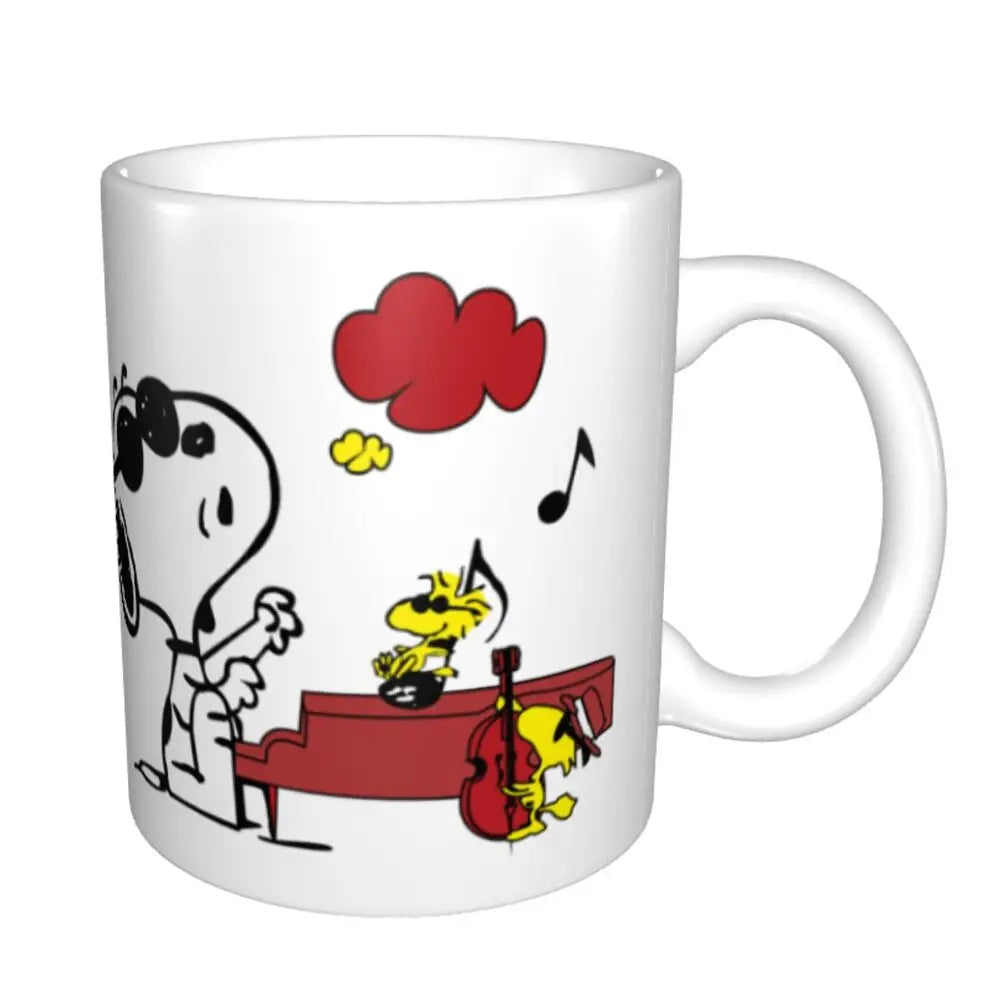 Manga Snoopy Woodstock Cartoon Dog Coffee Mug DIY Customized Ceramic Tea Milk Mug