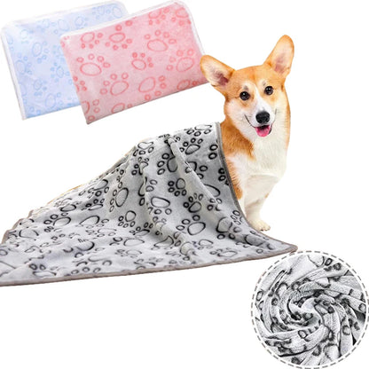 Dog Bed Mat Blanket Soft Fluffy Pet Sleeping Blanket Cute Paws Pattern Pet Travel Mat Warm Comfortable Blankets for Cat Dogs