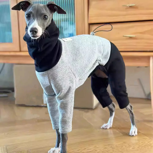 Italy Greyhound Clothing 4-legged High-Neck Grey Black Sweatshirt Winter Coat for Poodle Autumn Soft Loungewear for Mid Dogs