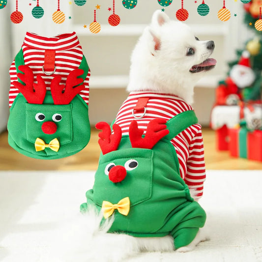 the JINGLEPAW CHRISTMAS VEST - Merry Christmas Pet Clothes, Dog Coat, Cat Clothing, Xmas Puppy Cosplay Santa Tree Costume, Happy Festival Coat