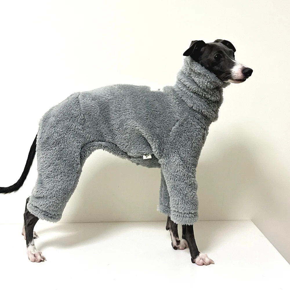 Winter Jacket For Little Greyhound Fleece Velvet Khaki Sweatshirt for Small Mid Poodle Dogs 4-legged Warm Coat for Yorkshire