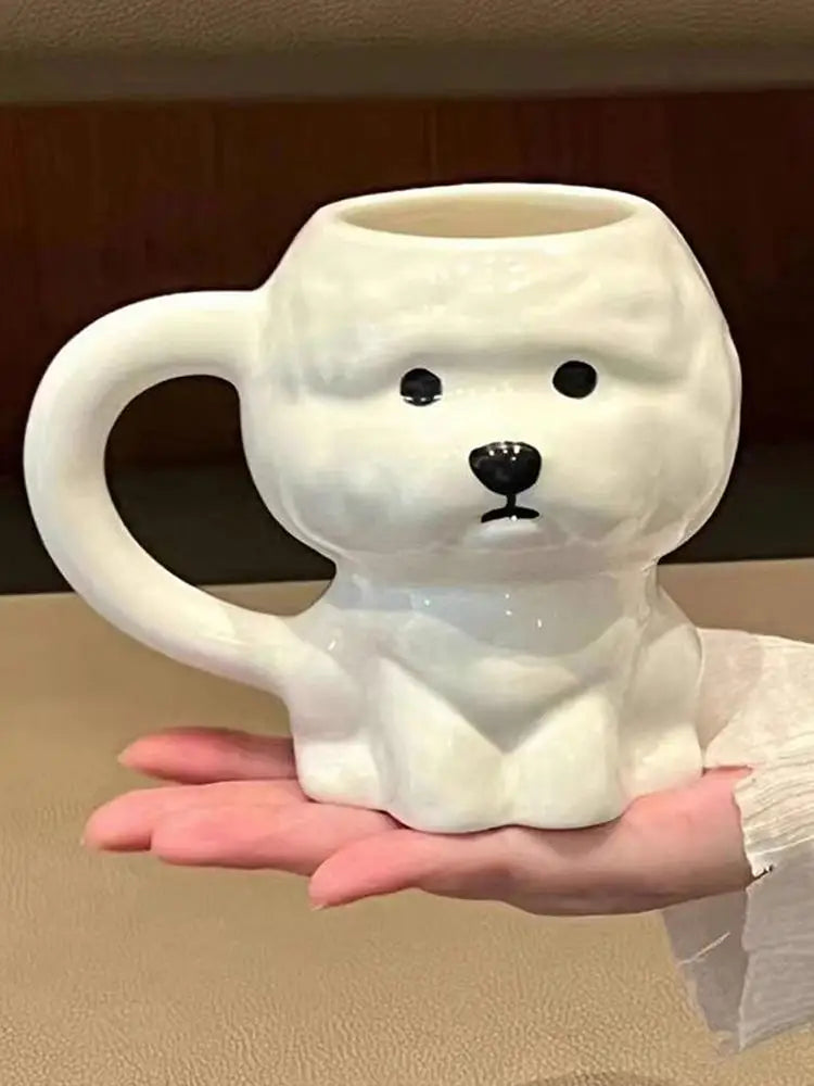 Novelty Puppy Mugs Bichon Frise Puppy Ceramic Mug Cute Creative Home Drinking Cup Coffee Cup Couple Cup Festival Gifts