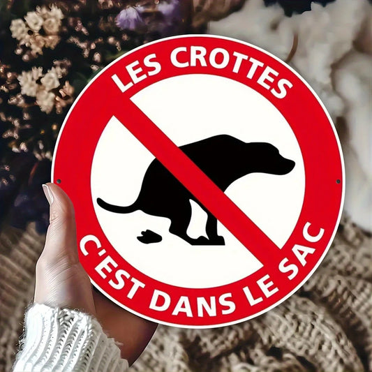 2D Flat Color Wooden Round Dog Sign Garden Outdoor Garage Bar Canteen Warning sign Decorative Plate Friendly Reminder Warm Tips