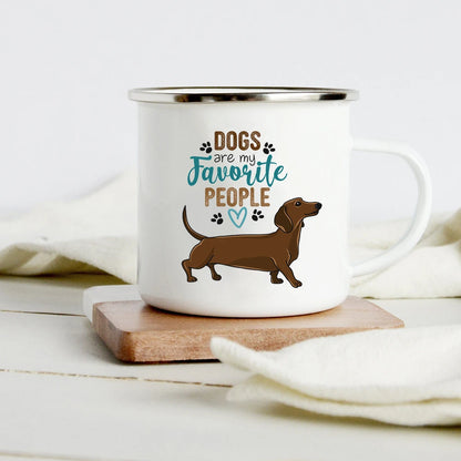 Funny Dachshund Print Creative Enamel Mug Coffee Wine Mugs Cartoon Dogs Paw Party Drink Beer Juice Milk Cups Gifts for Lover Dog