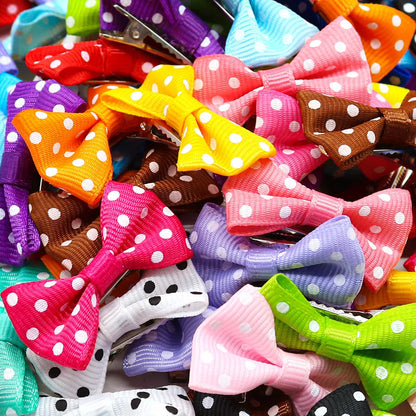 40Pcs Bulk Dog Bows Hair Accessories Pets Grooming Hair Clips Dot Dog Cat Bows Hairpin Girls Barrette for Small Dogs Supplies