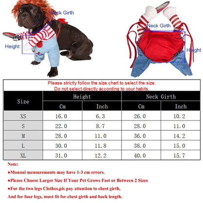 the CHUCKIE - Funny Large Dog Halloween Costume for Small Dogs/Cats, Adjustable Pet Cosplay Clothes, Cute Puppy Festival Gifts, Labrador Outfits