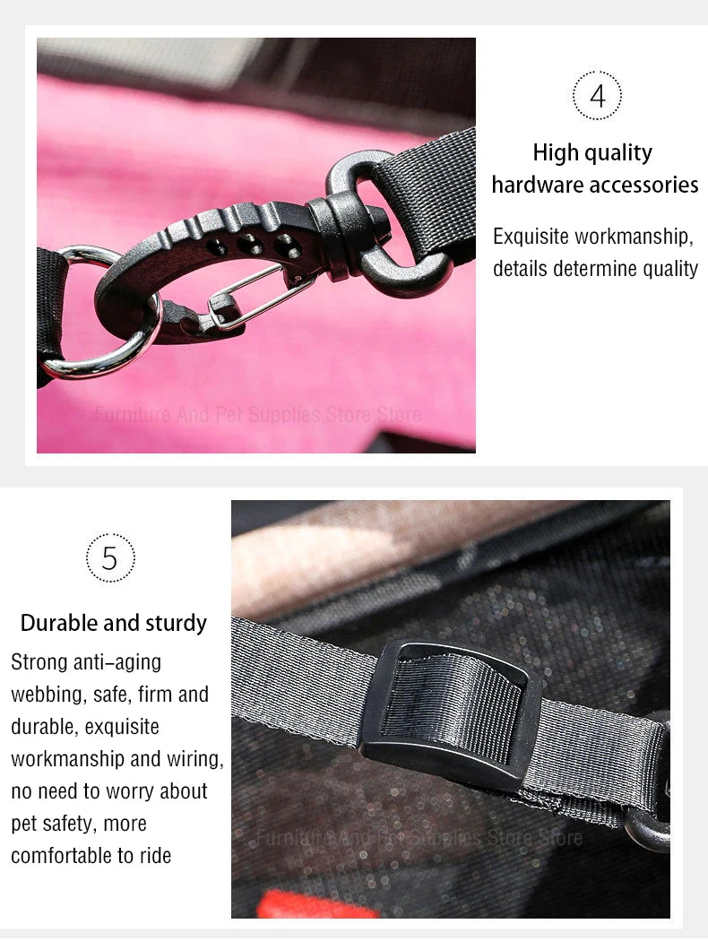 Dog car seat cover foldable hammock pet harness cat bag basket stable and foldable travel pet dog and cat safety car seat