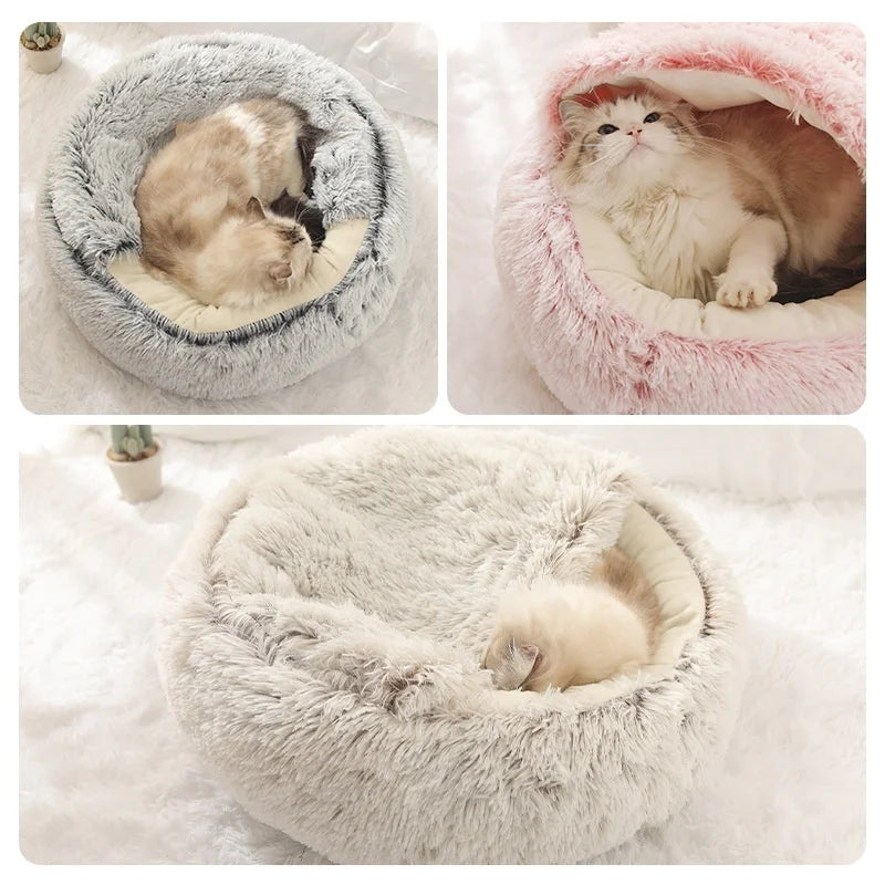 Cat Litter Crystal Plush Dog Kennel Plush Pet Kennel Shipping Deep Sleep Half Pack Warm Vacuum Round