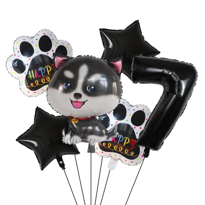 6pcs Corgi Husky Helium Balloons Pet Dog Paw Bone Cartoon Animal Ballon Birthday Party Decoration Baby Shower Globos Kids Toys