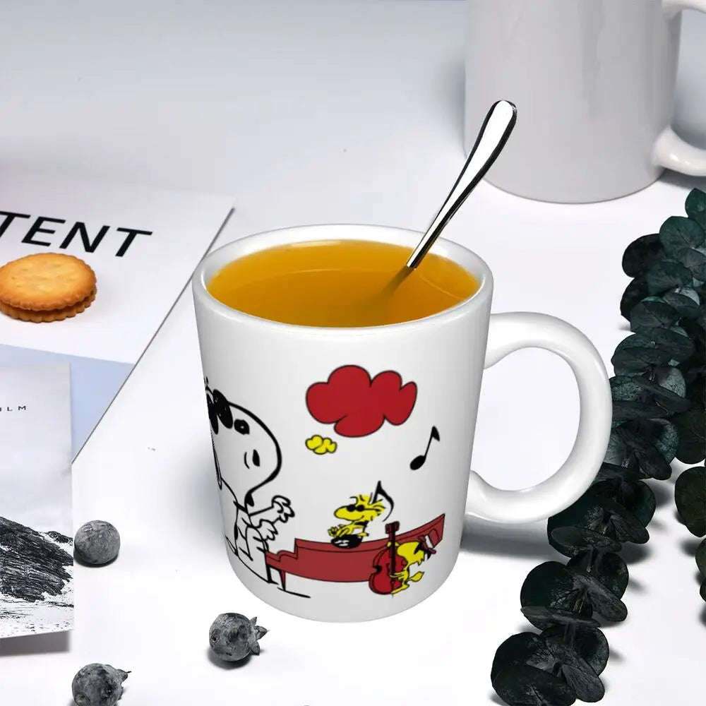 Manga Snoopy Woodstock Cartoon Dog Coffee Mug DIY Customized Ceramic Tea Milk Mug