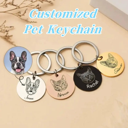 Customized Photo Pet Dog Cat Keychain I Love Dog Glass Cabochon Mini Personalize Pendant Keyring Car Key Man Women Souvenir Gift