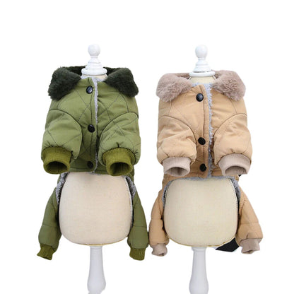 Thick Dog Jumpsuit for Small Medium Dogs Winter Warm Fleece Pet Coat Jacket with D-ring Chihuahua Yorkie Costume Pet Overalls