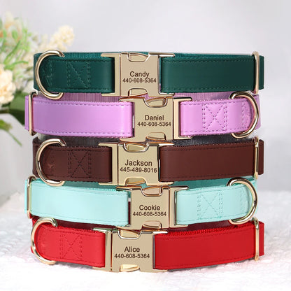 the MY NAME MY PAWS CUSTOM SET - Personalized Dog Collar/Leash Set, Custom PU Leather Dog Buckle Collars/Necklace, Pet Walking Leash for Small/Medium Dogs, Pitbull