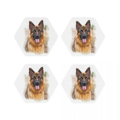 German Shepherd Dog Coasters Kitchen Placemats Non-slip Insulation Cup Coffee Mats For Decor Home Tableware Pads Set of 4