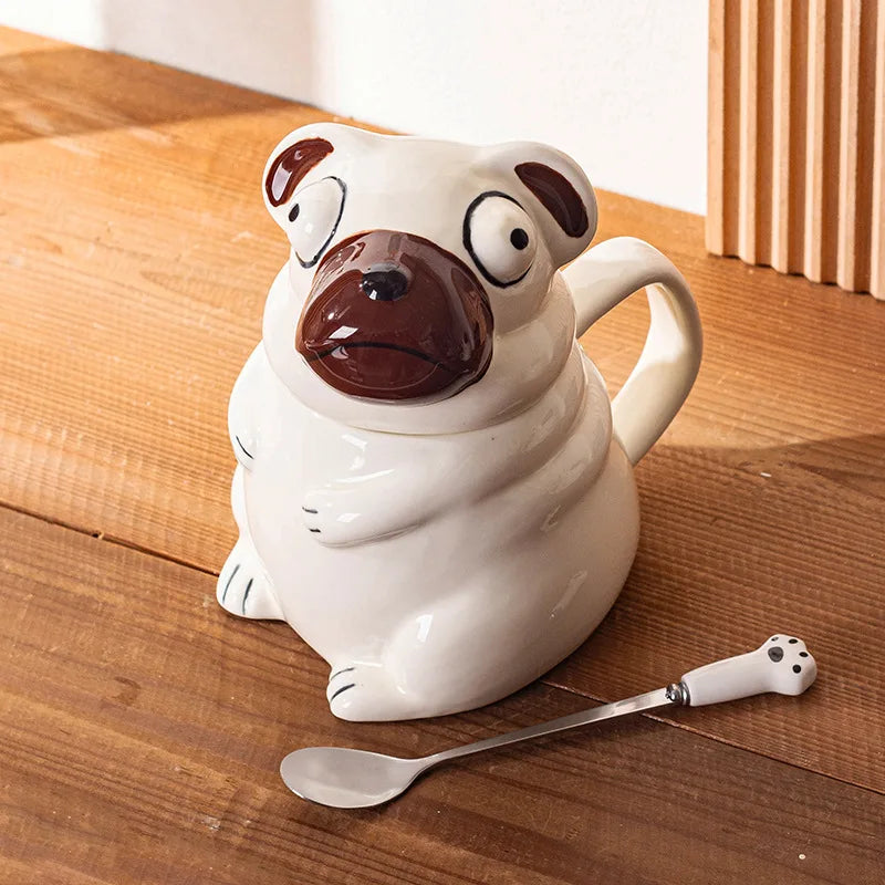 Funny Pug Dog Mug Large Ceramic Cup Cute Creative Gift for Boyfriend Birthday Present