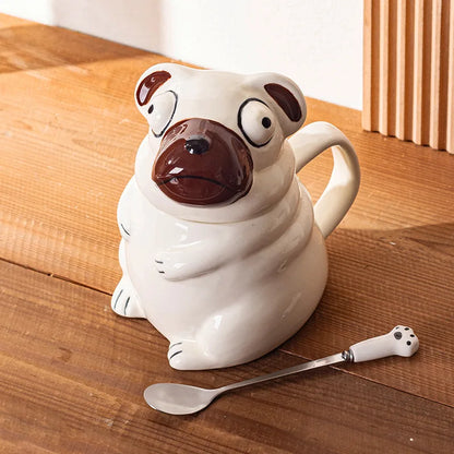 Funny Pug Dog Mug Large Ceramic Cup Cute Creative Gift for Boyfriend Birthday Present