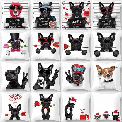 Funny Cartoon Dog Print Pillowcase Home Decor Car Sofa Cushion Cover (45cm*45cm)