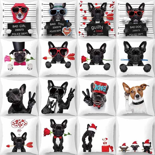 Funny Cartoon Dog Print Pillowcase Home Decor Car Sofa Cushion Cover (45cm*45cm)