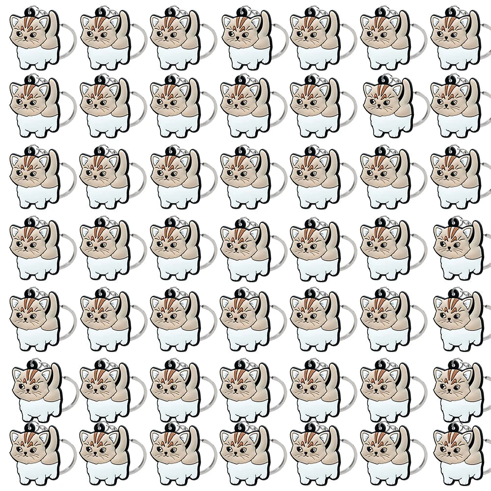 50PCS Cute Animal Keychain knife Ducks Dogs Cats Keyring for Women Men Kids Handbag Cool Car Key Accessories Friends Key Gifts