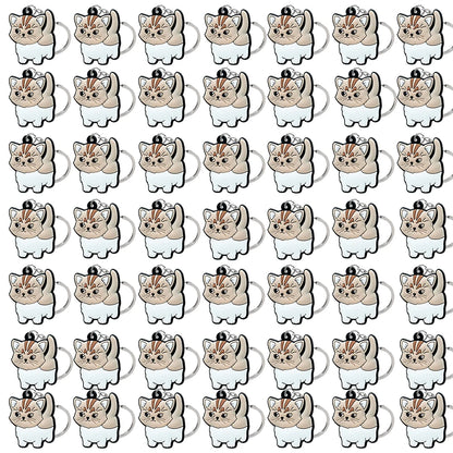 50PCS Cute Animal Keychain knife Ducks Dogs Cats Keyring for Women Men Kids Handbag Cool Car Key Accessories Friends Key Gifts