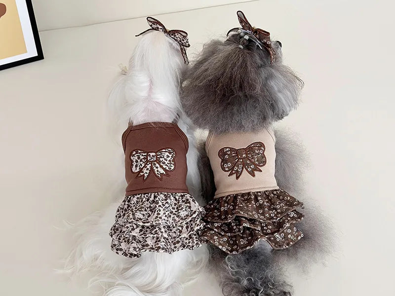 Pet Flower Plush Coat Dog Flower Cake Skirt Cute Dog Plush Hat Dog Clothes Winter Bear Flower Plush Thick Vest Coat Bottom Skirt