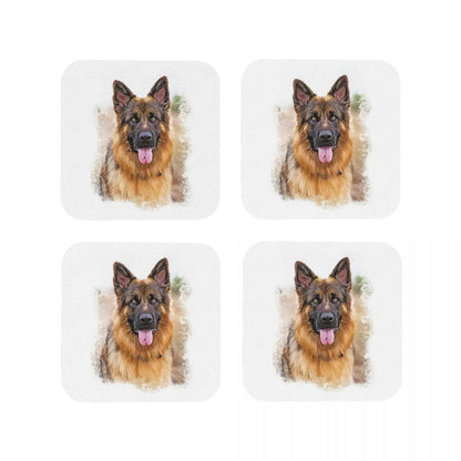 German Shepherd Dog Coasters Kitchen Placemats Non-slip Insulation Cup Coffee Mats For Decor Home Tableware Pads Set of 4