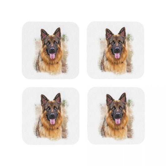 German Shepherd Dog Coasters Kitchen Placemats Non-slip Insulation Cup Coffee Mats For Decor Home Tableware Pads Set of 4