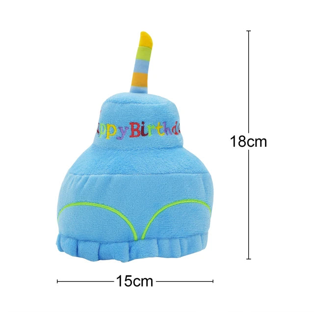 Pet Dog Toy Cute Birthday Cake Squeaky Toys Bite Resistant Bone Shape Stuffed Toy Cat Puppy Chew Toy Interactive Dog Accessories