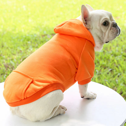 Fashion Dog Clothing Autumn And Winter Small Pet Clothes Thickening Warm Solid Color Two-Feet Hooded Wweater Casual Pet Products