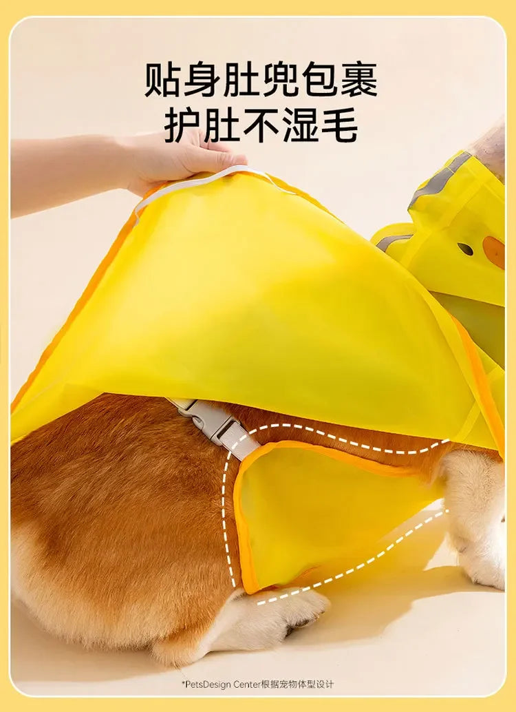 the DUCK'N'DRY RAIN PONCHO - Pet Dog Duck Shape Rainwear/Raincoat, Puppy/Pet Hooded Waterproof Jacket Clothes, Soft PVC Small Dogs Raincoat, Puppy Rain Poncho