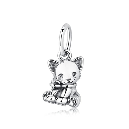 Original 925 Sterling Silver Charms Love Pets Dog Cat Paw Print Pendant Beads Fit Brand Bracelets Necklaces Women DIY Jewelry