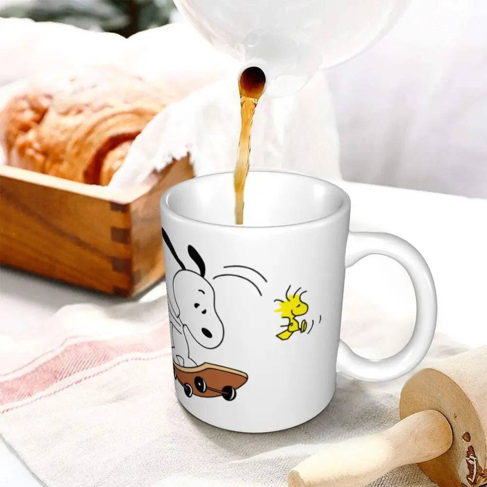 Manga Snoopy Woodstock Cartoon Dog Coffee Mug DIY Customized Ceramic Tea Milk Mug