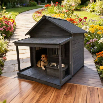 Outdoor dog cage doghouse Solid wood sun protection Rain protection dog kennel doghouse Large medium-sized dog Golden