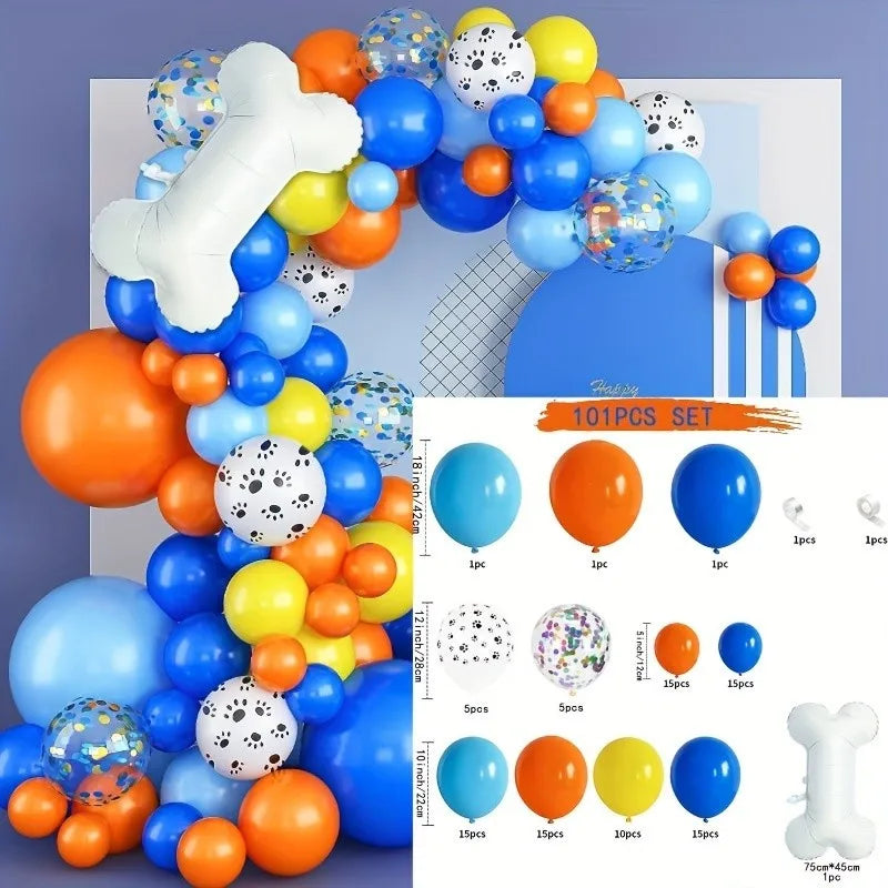 103Pcs Dog Paw Balloons  Balloon Birthday Balloons Garland Arch Kit for Boys Girls Pink Theme Birthday Party Decorations