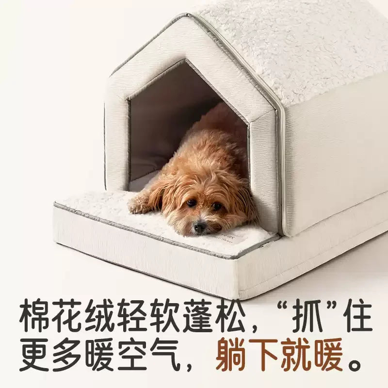 Sponge-Enclosed Small Dog House  Waterproof Winter Dog Bed  Removable Pet Warm House  Collapsible   Cat Sleeping Space
