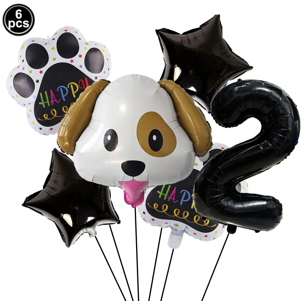 Dog Theme Party Digital Balloon Dog Head Dog Paw and Pink Dog Bone Shaped Foil Balloon Baby Shower Kids Birthday Pets Decoration